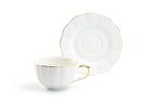 White Gold Scallop 7oz Fine Porcelain Tea Latte Cup & Saucer