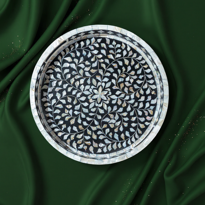 Jodhpur Mother of Pearl Decorative Round Tray