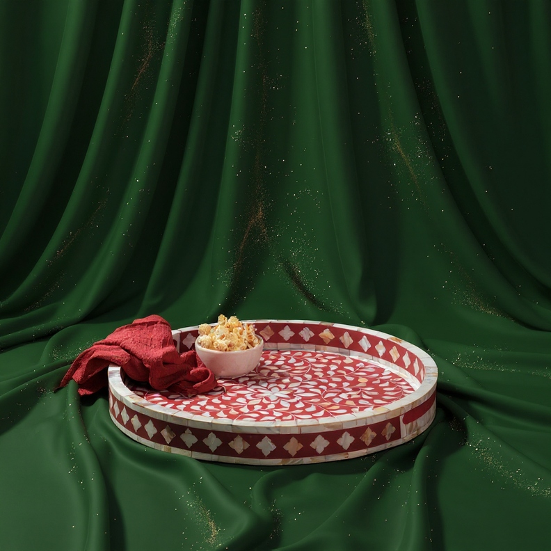 Jodhpur Mother of Pearl Decorative Round Tray