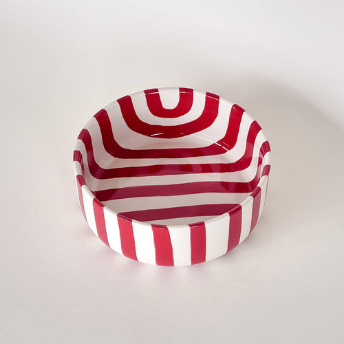 Bowl Stripes - Sunset Red and White