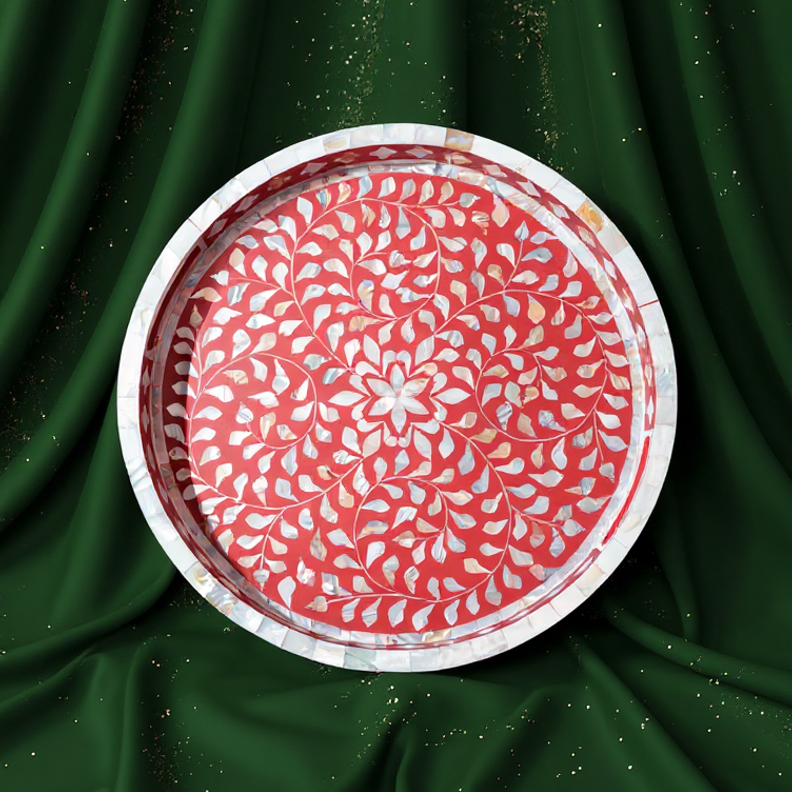 Jodhpur Mother of Pearl Decorative Round Tray